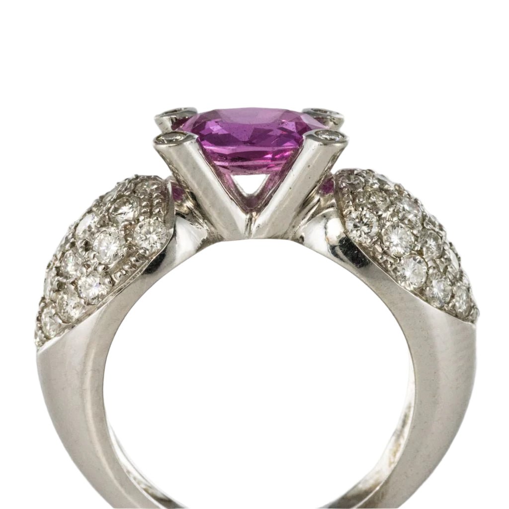 Bague Jonc en or blanc, saphir et diamants - Castafiore