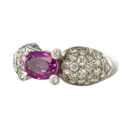 Bague Jonc en or blanc, saphir et diamants - Castafiore
