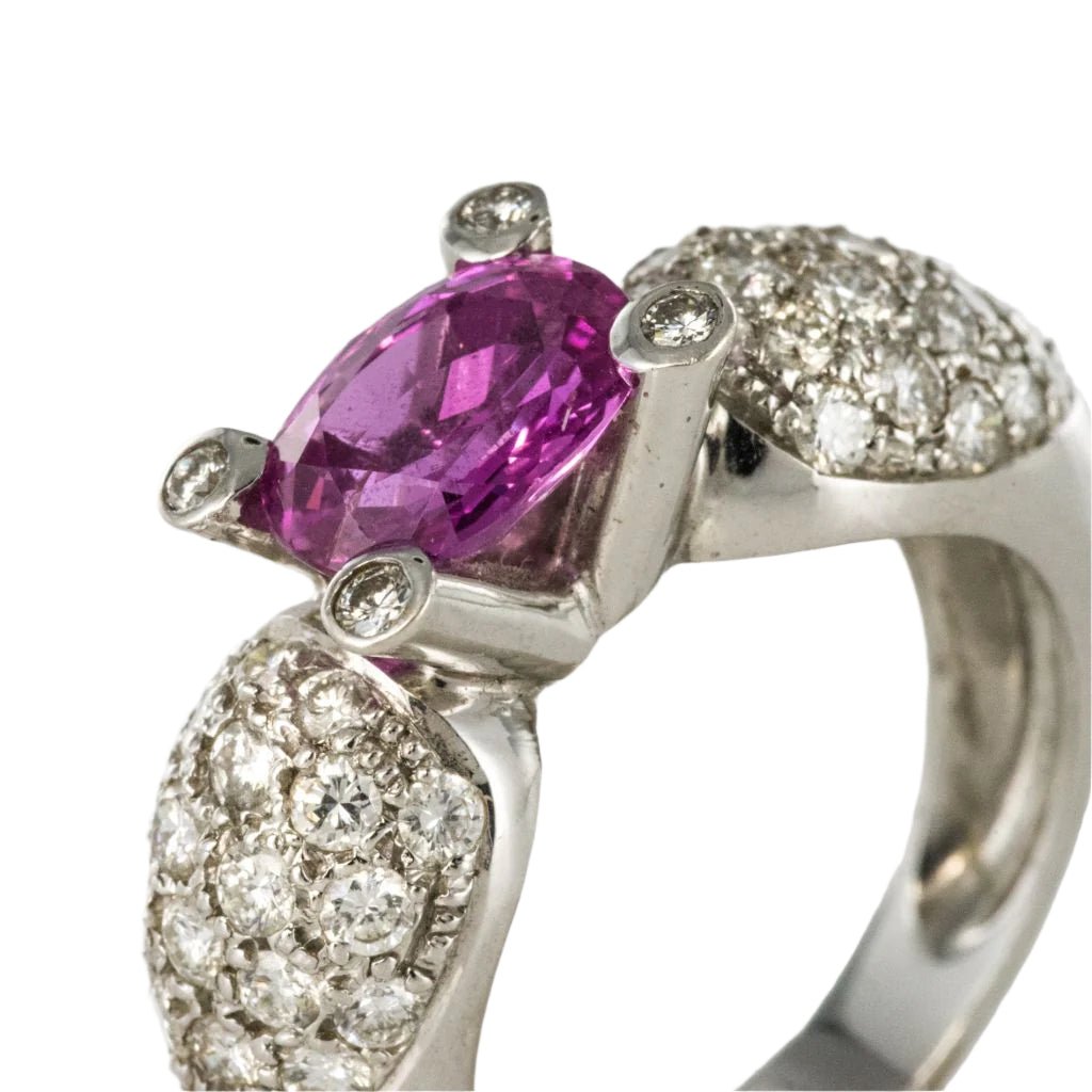 Bague Jonc en or blanc, saphir et diamants - Castafiore