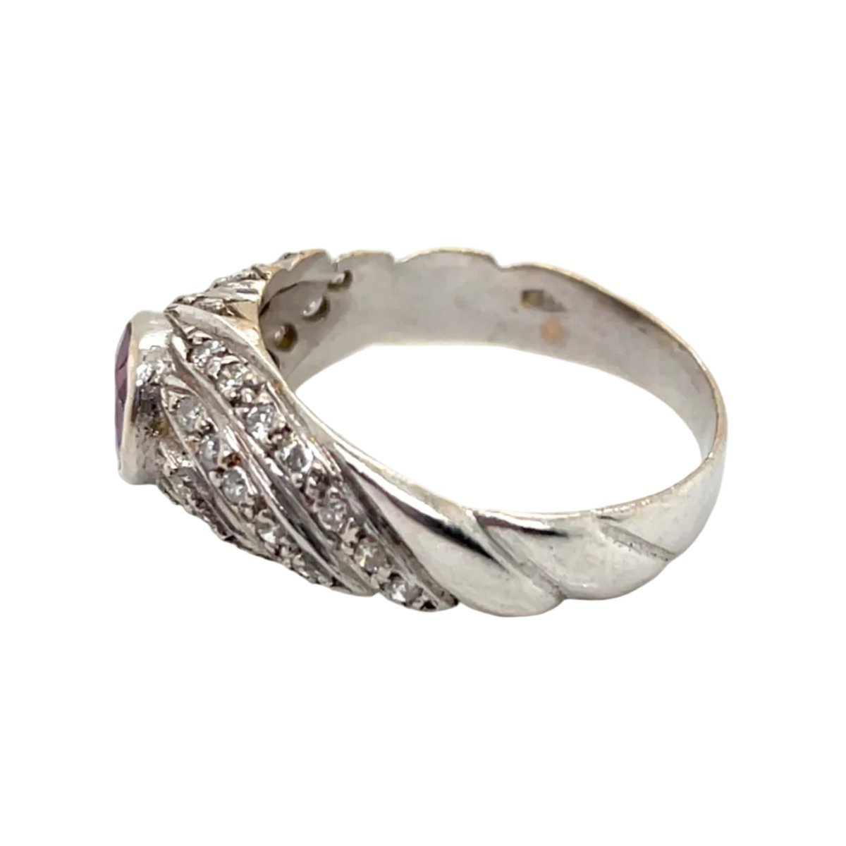 Bague Jonc en or blanc, saphir et diamants - Castafiore