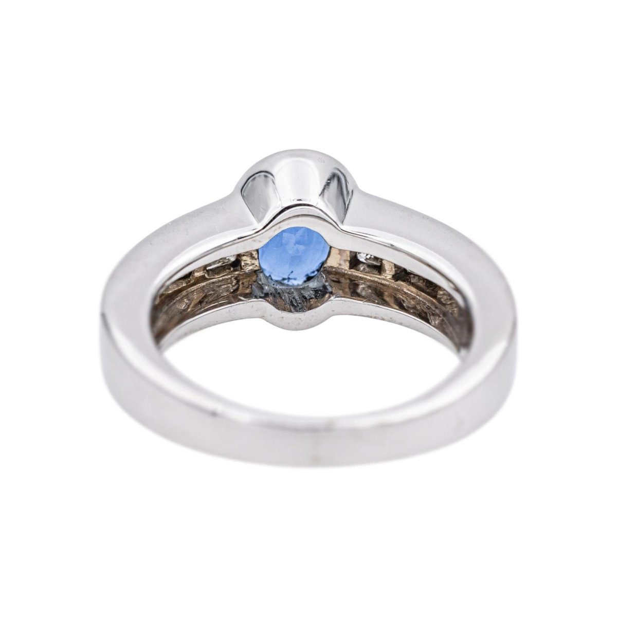 Bague Jonc en or blanc, saphir et diamants - Castafiore