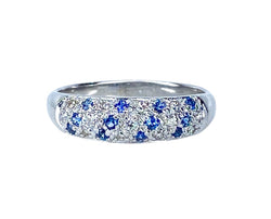 Bague jonc en or blanc , saphirs et diamants - Castafiore