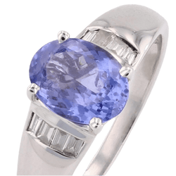 Bague Jonc en or blanc, tanzanine et diamants - Castafiore