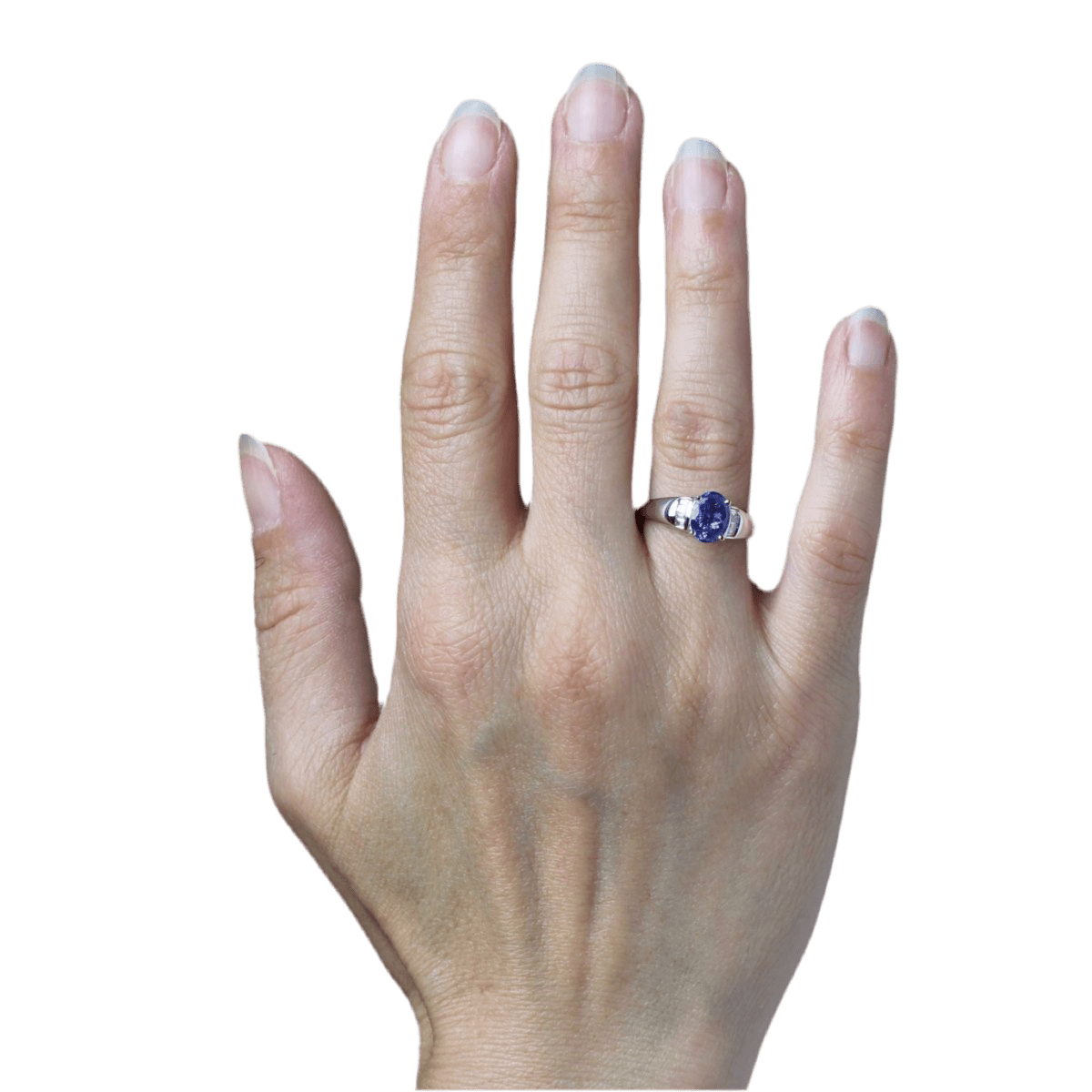 Bague Jonc en or blanc, tanzanine et diamants - Castafiore