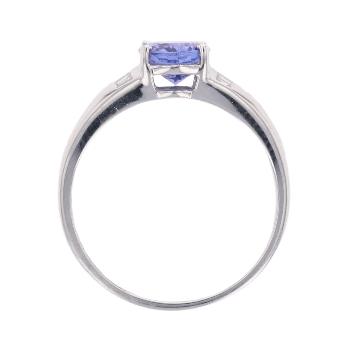 Bague Jonc en or blanc, tanzanine et diamants - Castafiore
