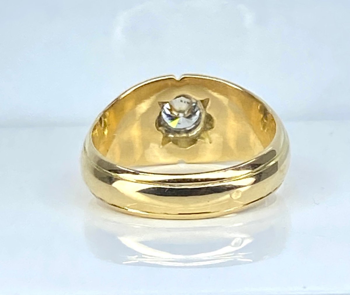 Bague jonc en or jaune 18 carats et diamant 0,50 carat - Castafiore