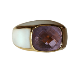 Bague JONC en or jaune, améthyste et nacre - Castafiore