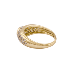 Bague jonc en or jaune, diamants, saphir. - Castafiore