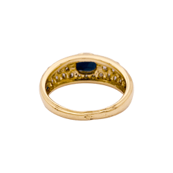 Bague jonc en or jaune, diamants, saphir. - Castafiore