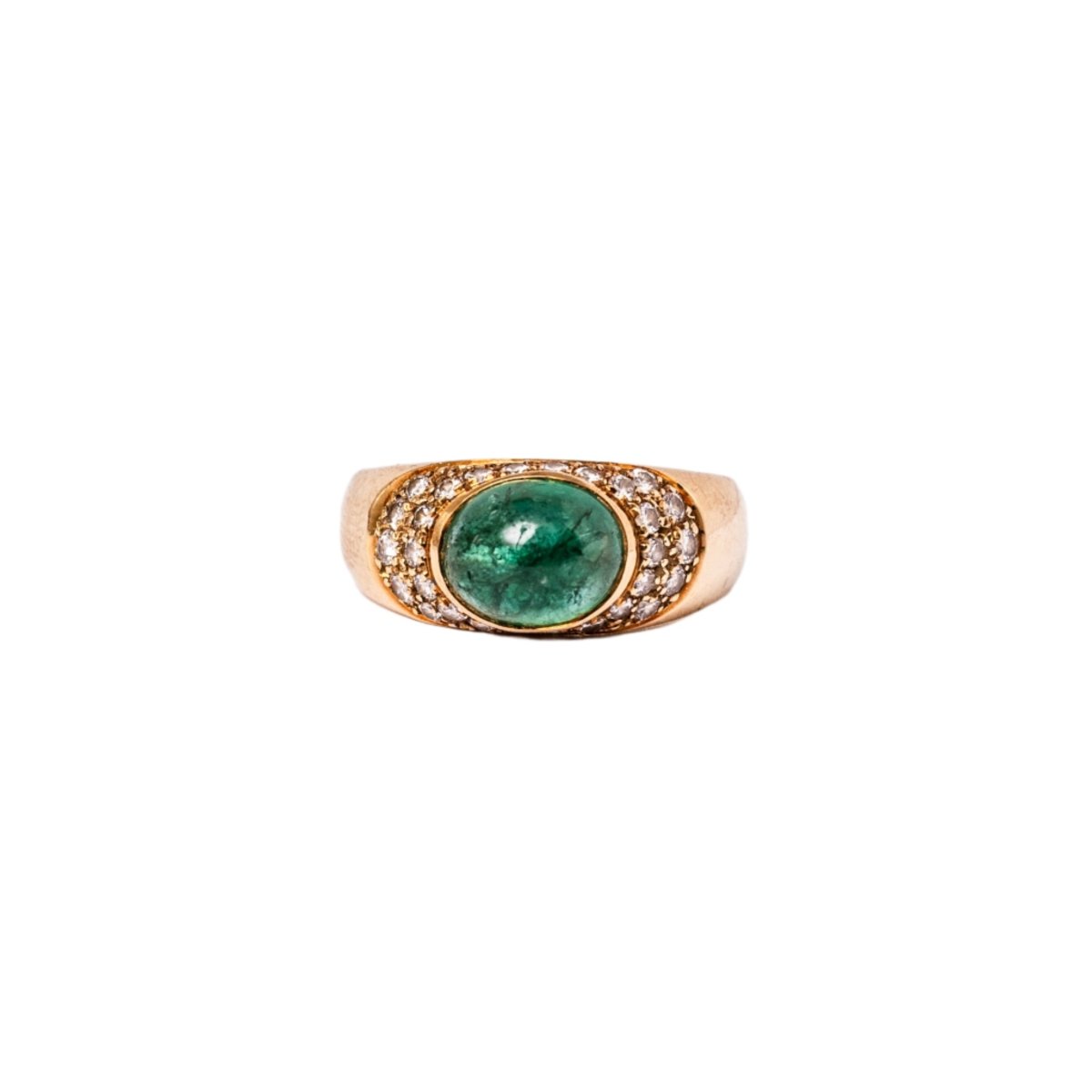 Bague Jonc en or jaune émeraude et diamants - Castafiore