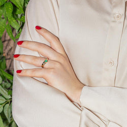 Bague Jonc en or jaune, émeraude et diamants - Castafiore