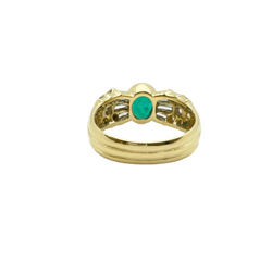 Bague Jonc en or jaune, émeraude et diamants - Castafiore