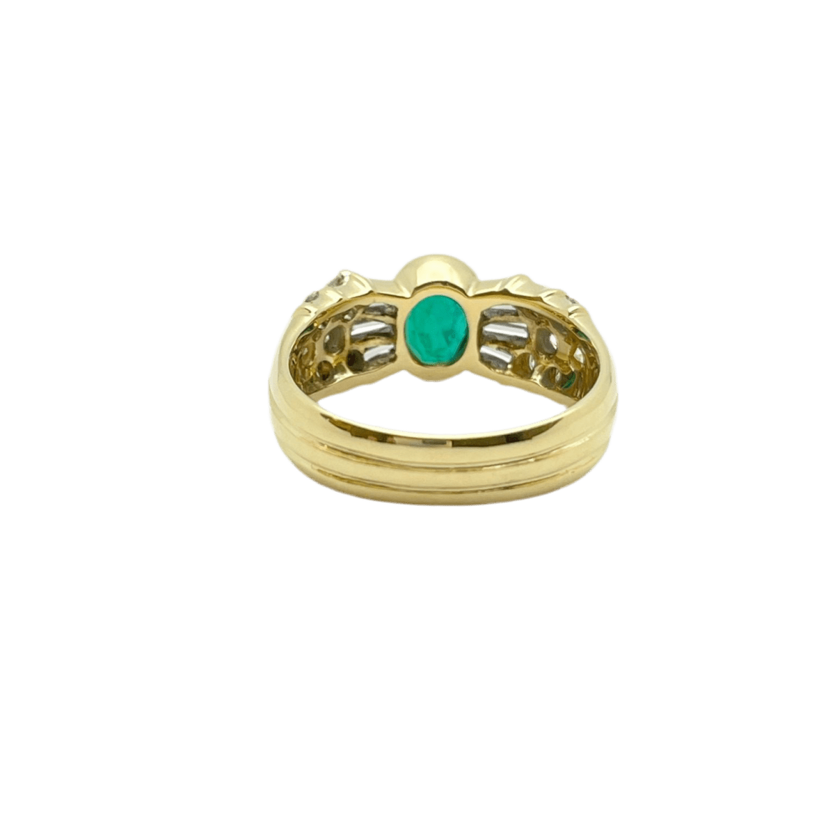 Bague Jonc en or jaune, émeraude et diamants - Castafiore