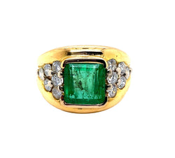 Bague Jonc en or jaune, émeraude et diamants - Castafiore