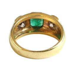 Bague Jonc en or jaune, émeraude et diamants - Castafiore