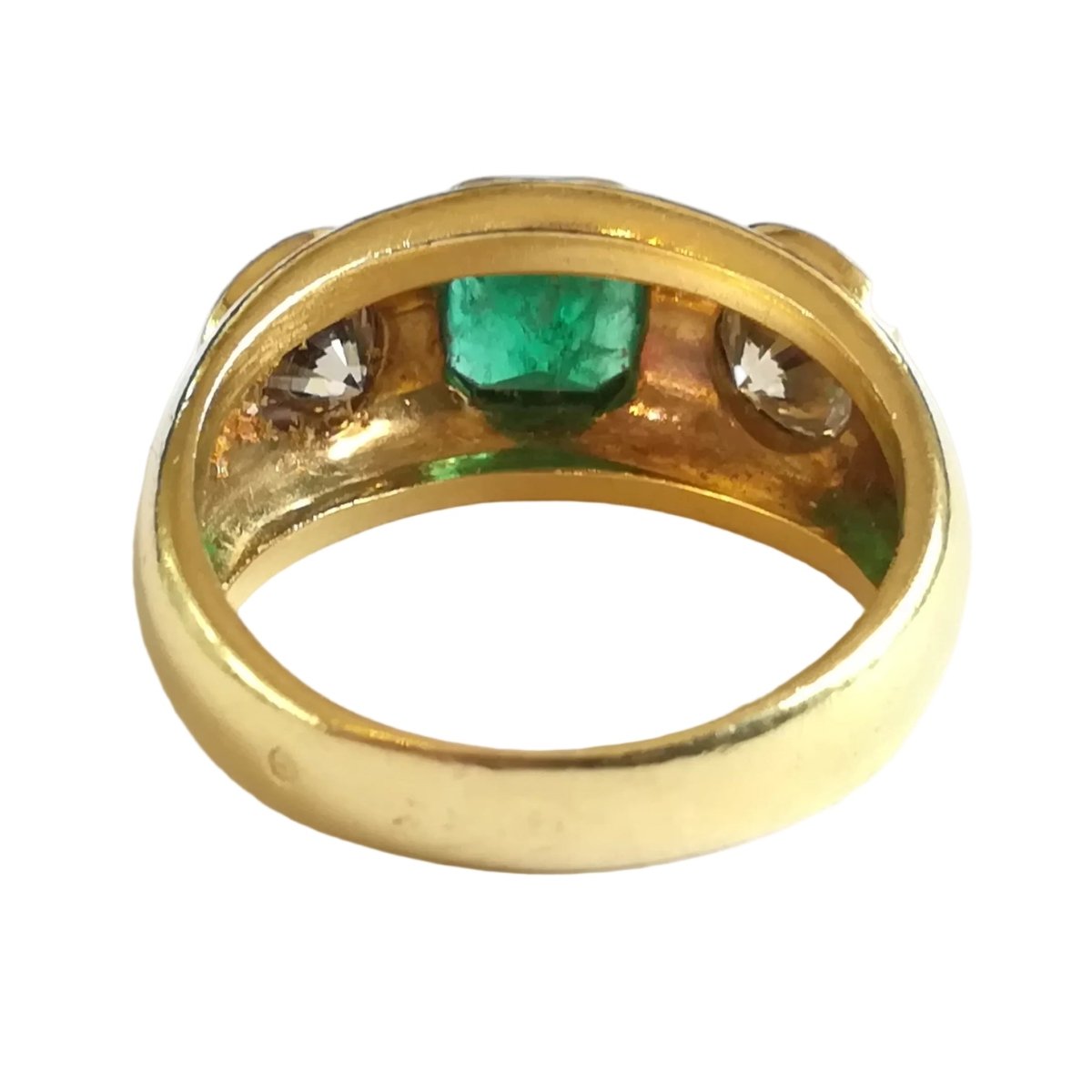 Bague Jonc en or jaune, émeraude et diamants - Castafiore