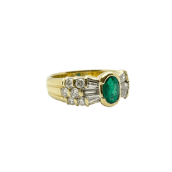 Bague Jonc en or jaune, émeraude et diamants - Castafiore