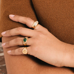 Bague Jonc en or jaune émeraude et diamants - Castafiore