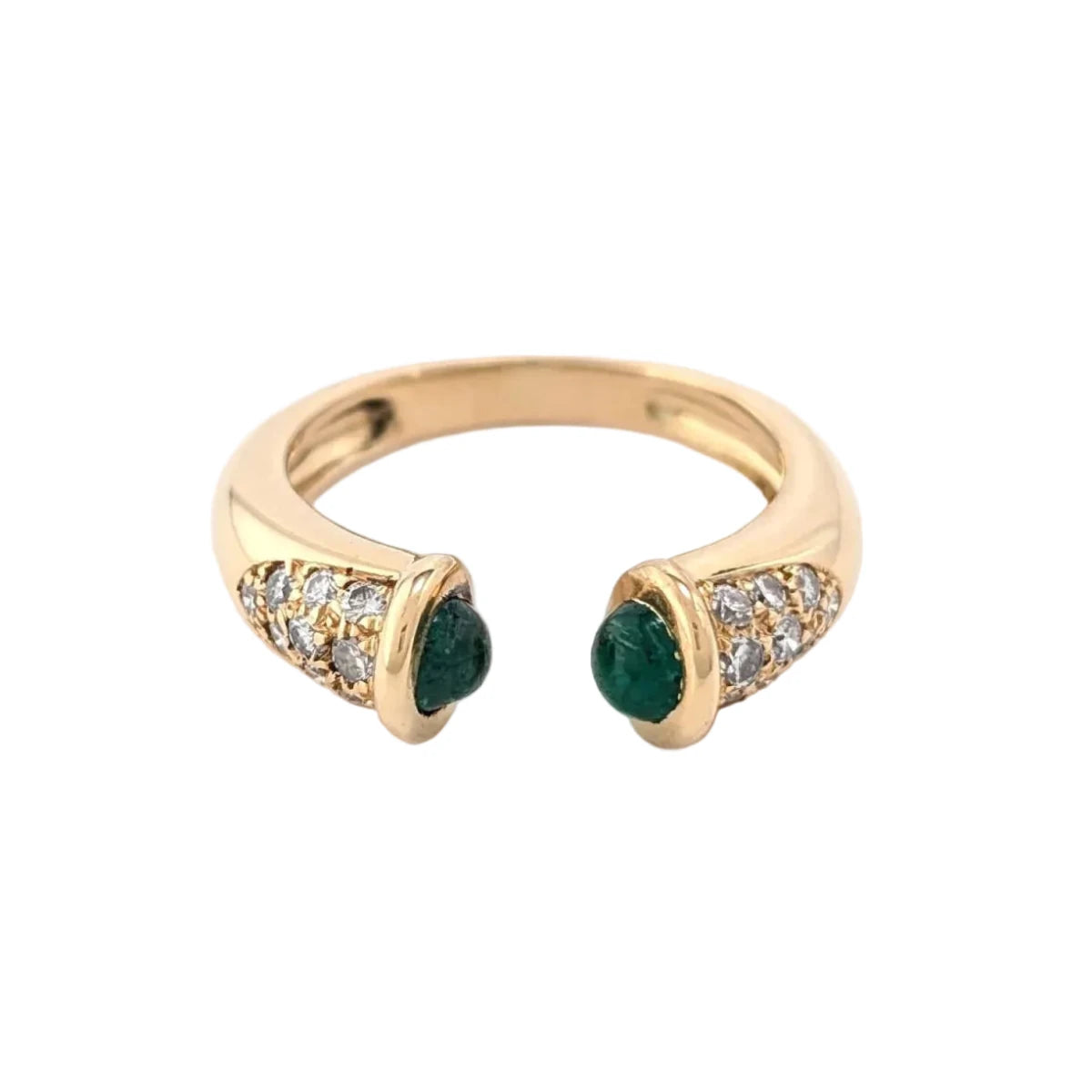 Bague Jonc en or jaune, émeraudes et diamants - Castafiore