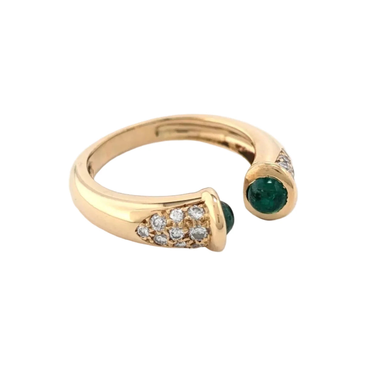 Bague Jonc en or jaune, émeraudes et diamants - Castafiore
