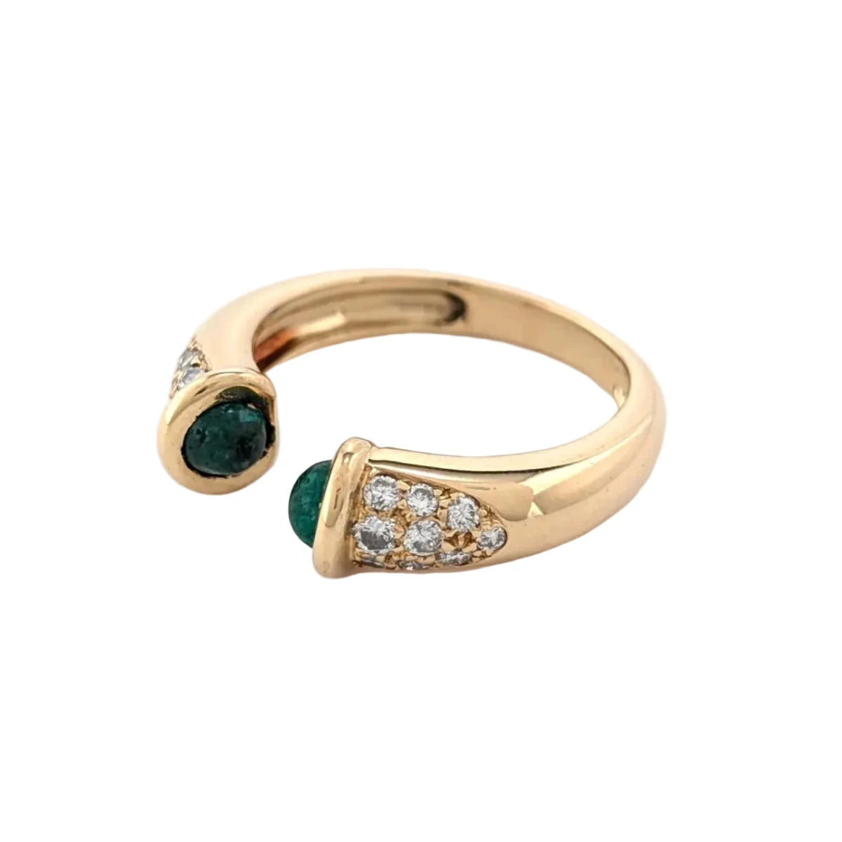 Bague Jonc en or jaune, émeraudes et diamants - Castafiore