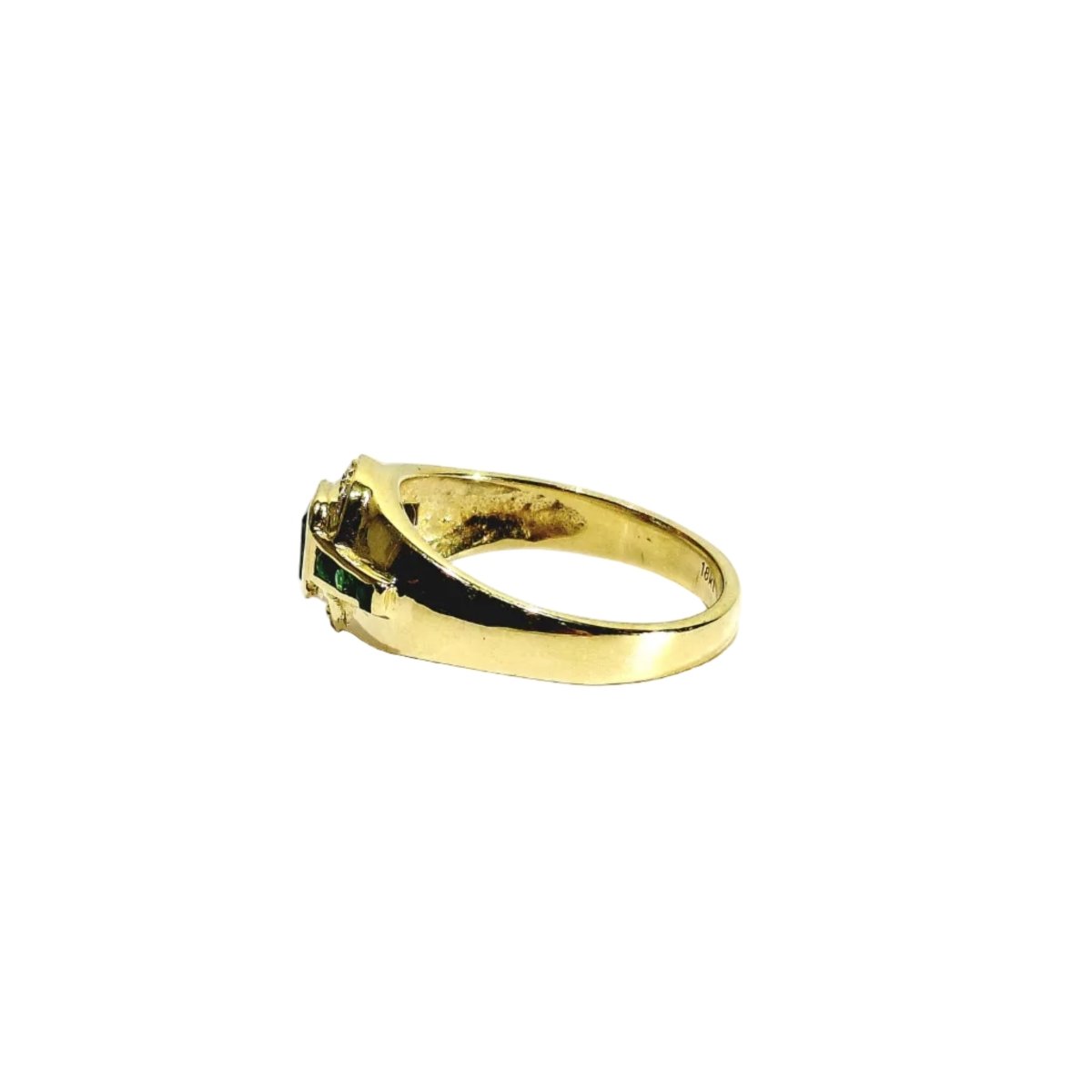 Bague Jonc en or jaune, émeraudes et diamants - Castafiore