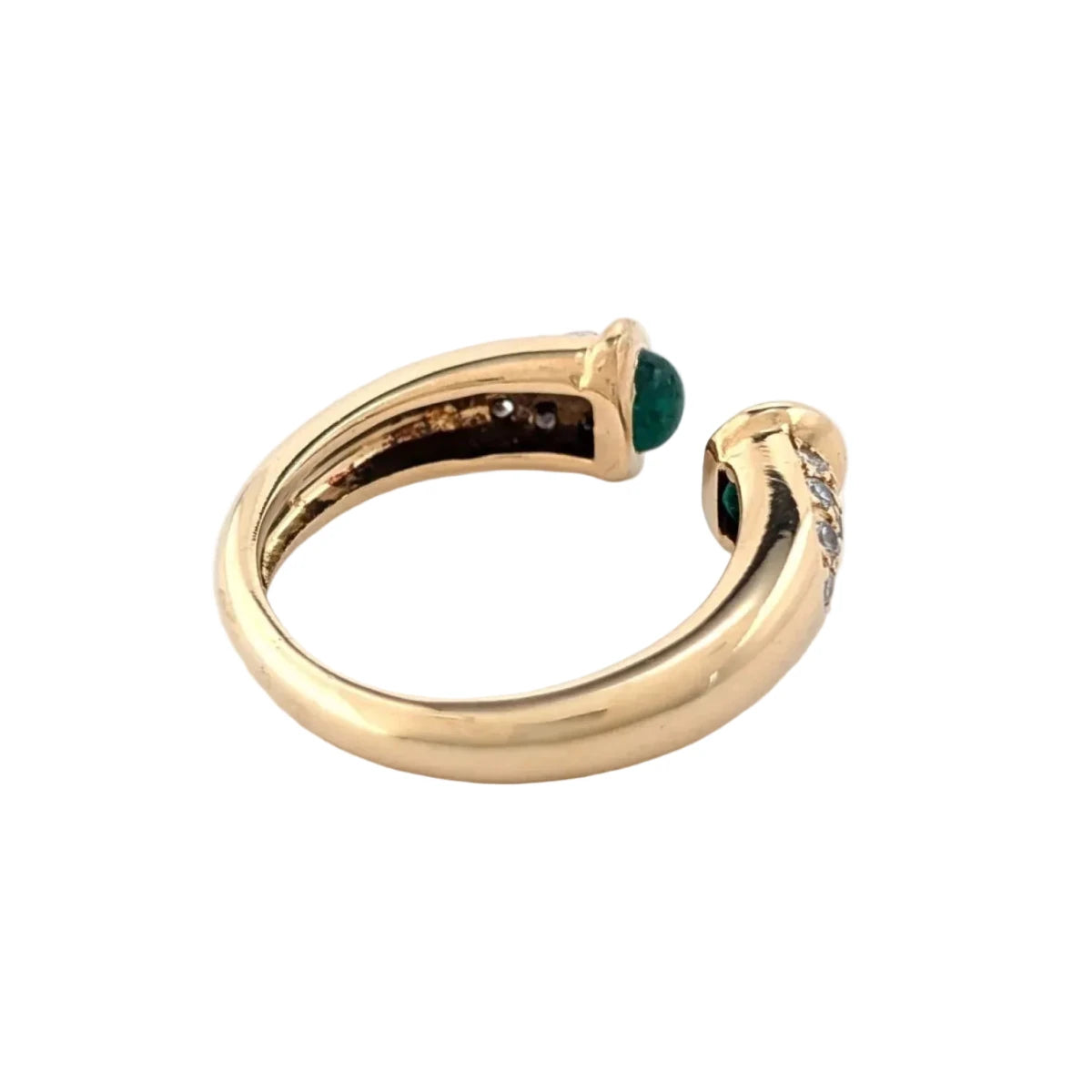 Bague Jonc en or jaune, émeraudes et diamants - Castafiore