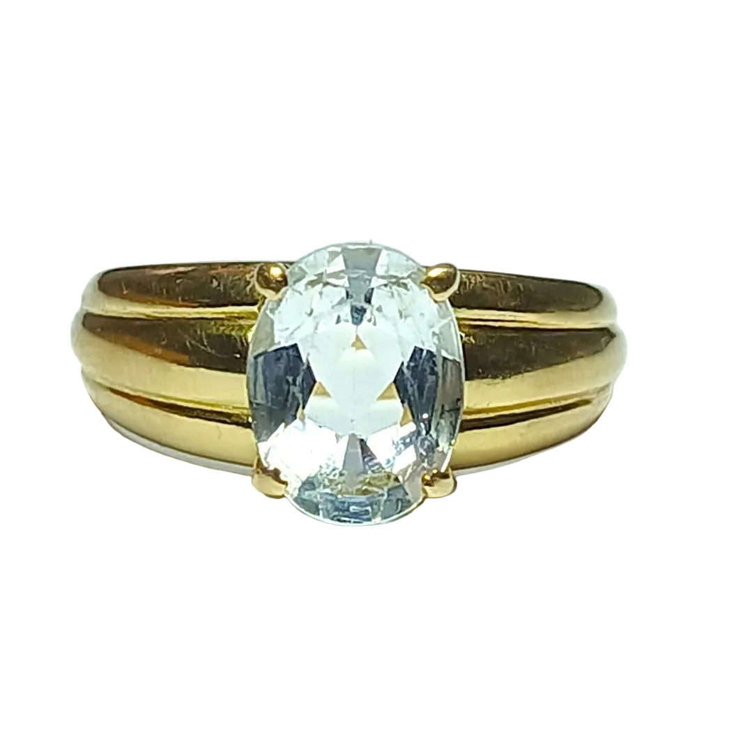 Bague Jonc en or jaune et aigue - marine - Castafiore