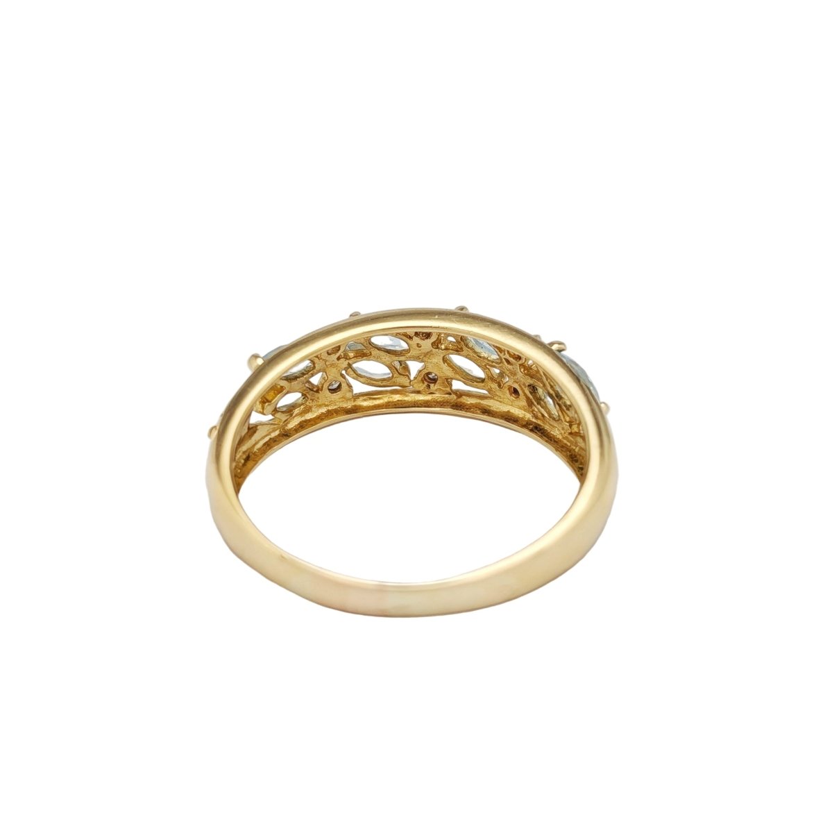 Bague Jonc en or jaune et aigue - marines - Castafiore