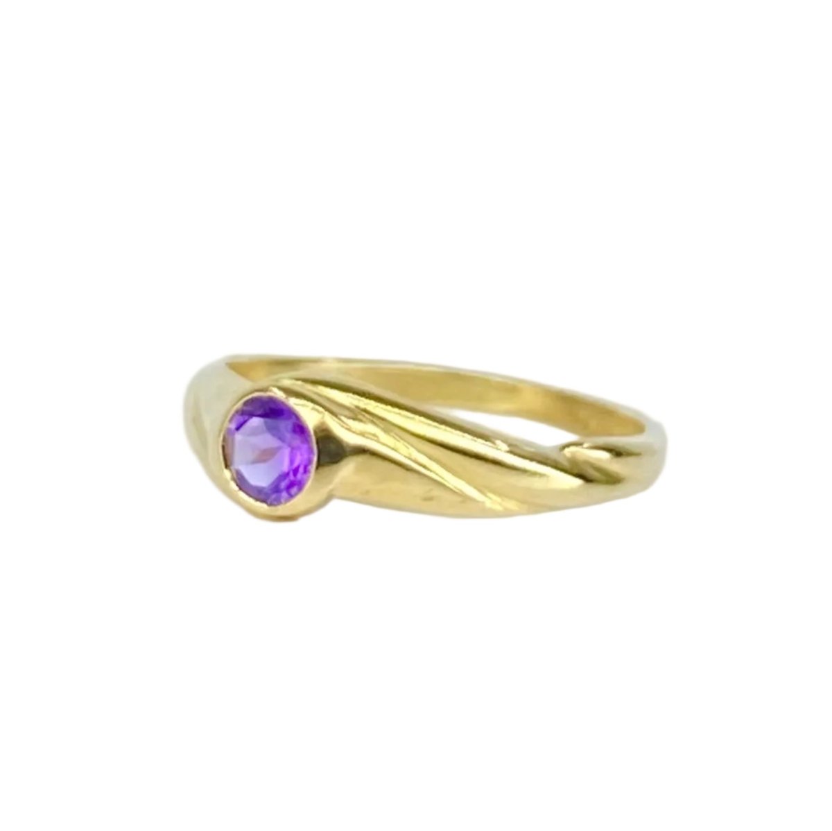 Bague Jonc en or jaune et améthyste - Castafiore