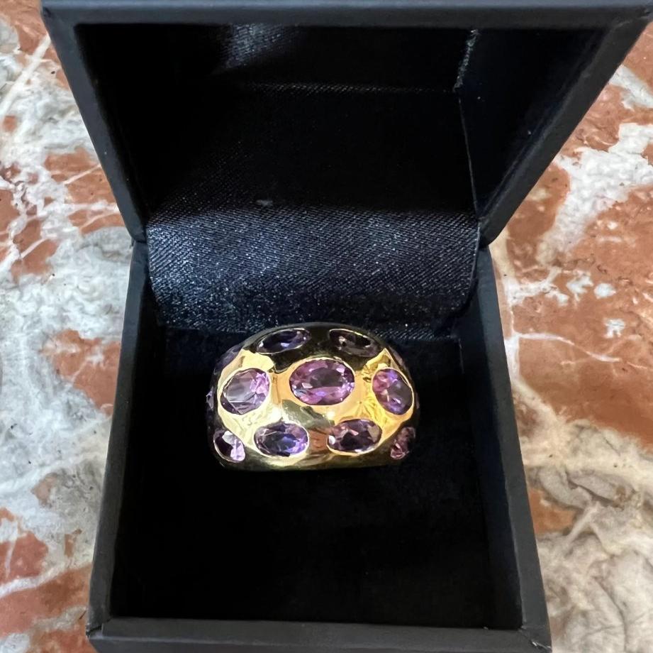 Bague Jonc en or jaune et améthystes - Castafiore