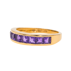 Bague Jonc en or jaune et améthystes - Castafiore