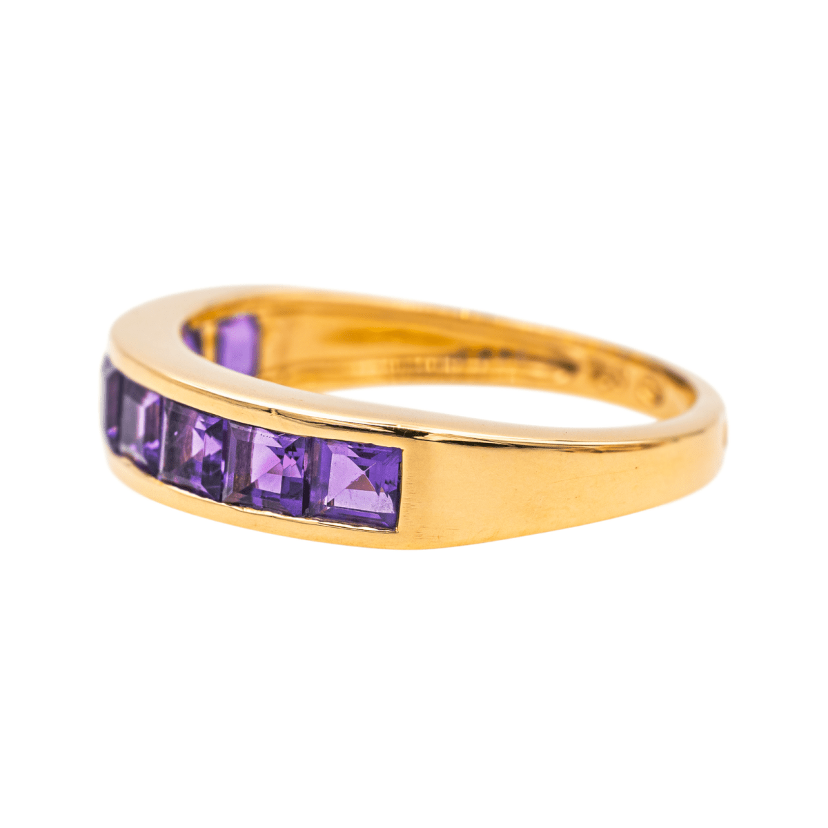 Bague Jonc en or jaune et améthystes - Castafiore