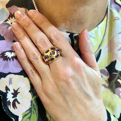 Bague Jonc en or jaune et améthystes - Castafiore