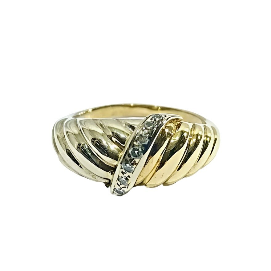 Bague Jonc en or jaune et blanc et diamant - Castafiore