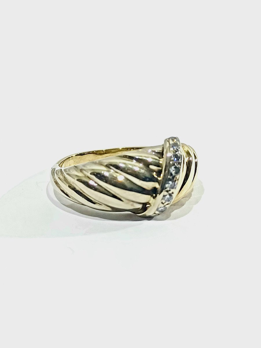 Bague Jonc en or jaune et blanc et diamant - Castafiore