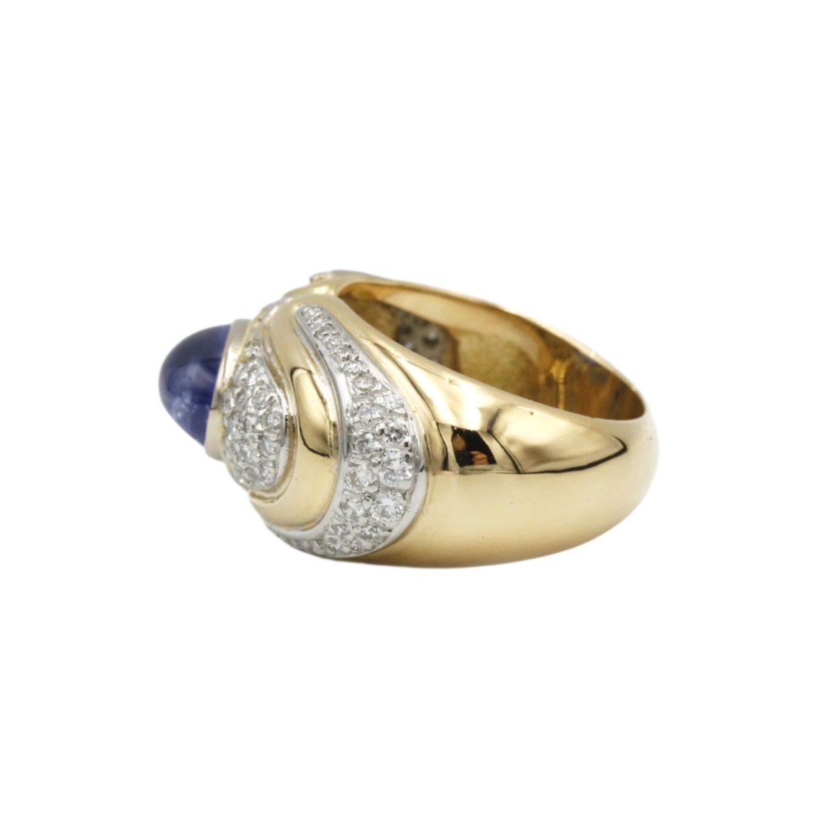 Bague Jonc en or jaune et blanc, saphir et diamants - Castafiore