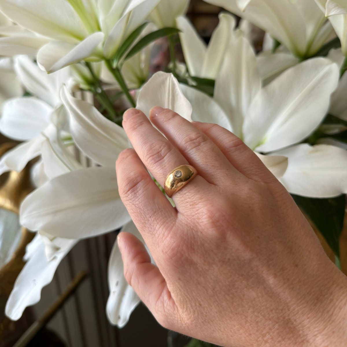 Bague Jonc en or jaune et diamant - Castafiore