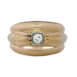 Bague Jonc en or jaune et diamant - Castafiore