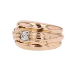 Bague Jonc en or jaune et diamant - Castafiore