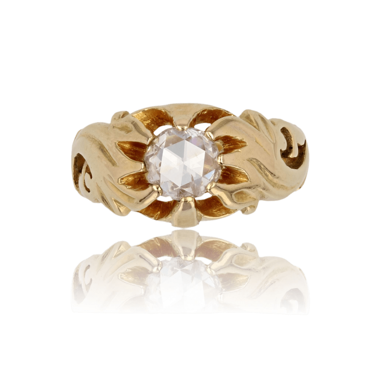 Bague Jonc en or jaune et diamant - Castafiore