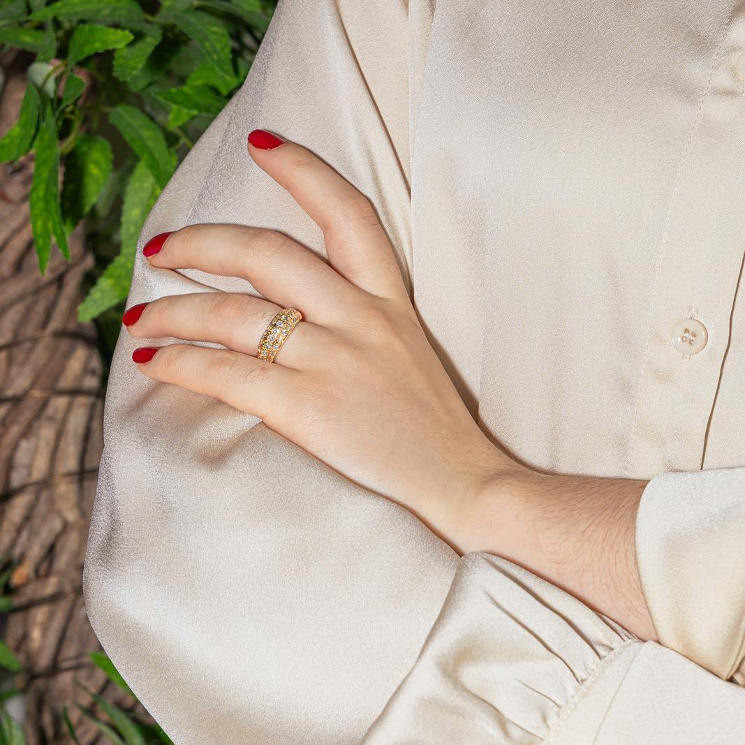 Bague Jonc en or jaune et diamant - Castafiore