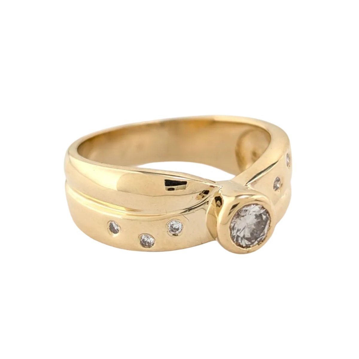 Bague Jonc en or jaune et diamant - Castafiore