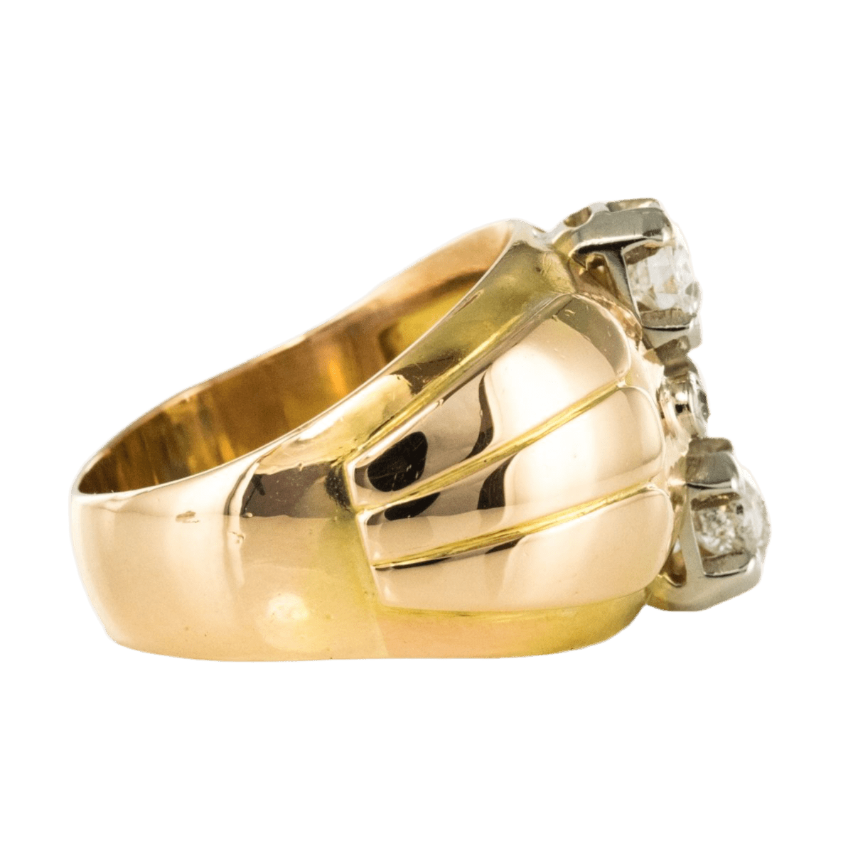Bague Jonc en or jaune et diamants - Castafiore