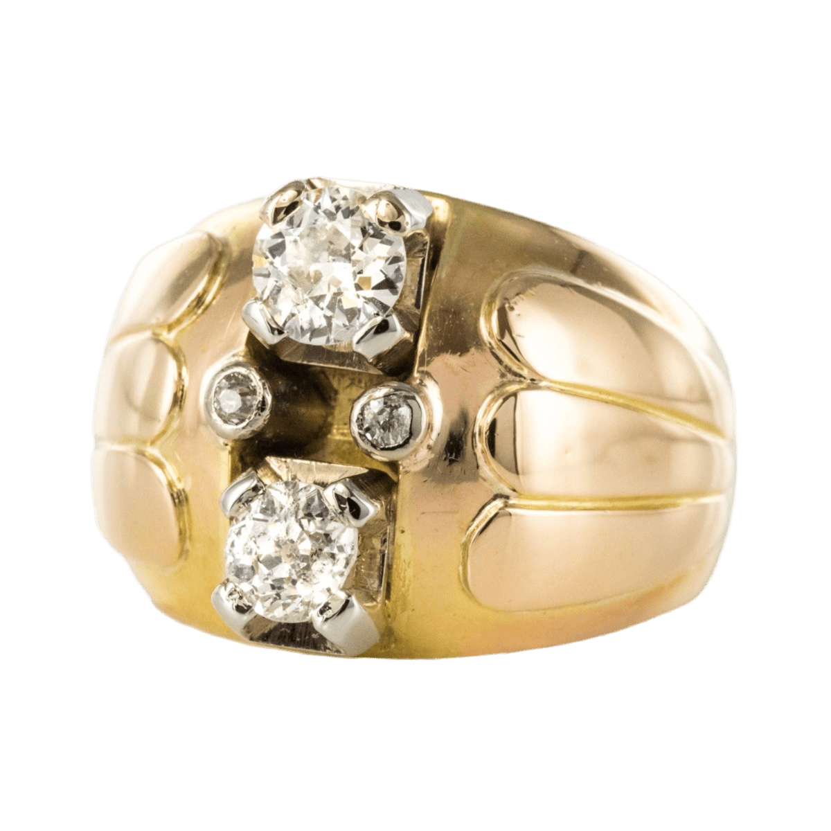 Bague Jonc en or jaune et diamants - Castafiore