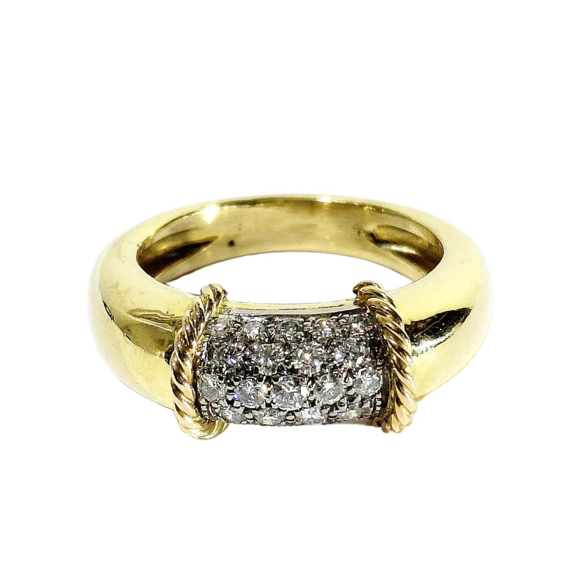 Bague Jonc en or jaune et diamants - Castafiore