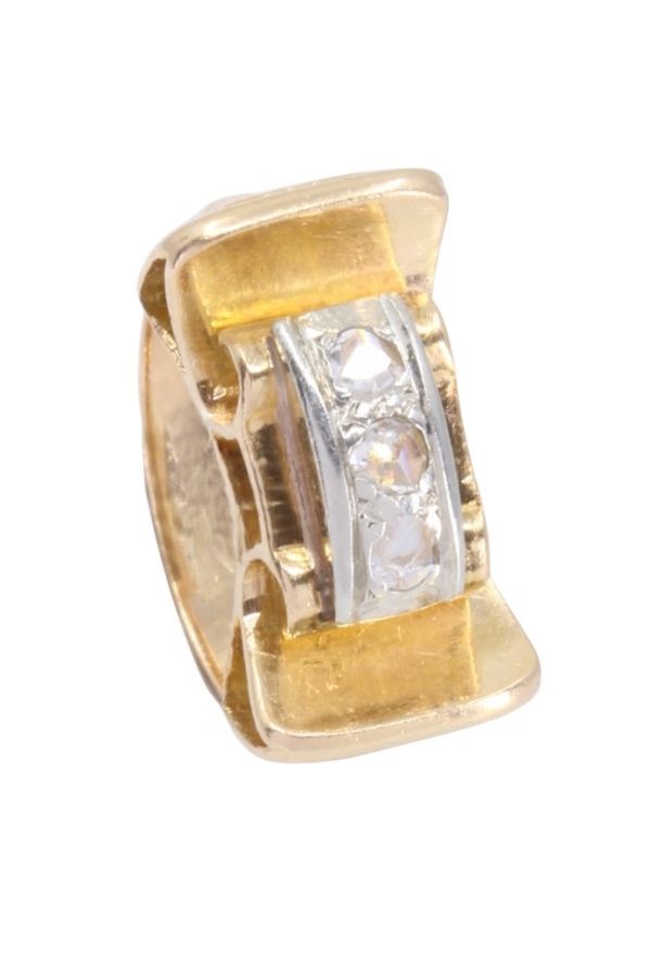 Bague Jonc en or jaune et diamants - Castafiore