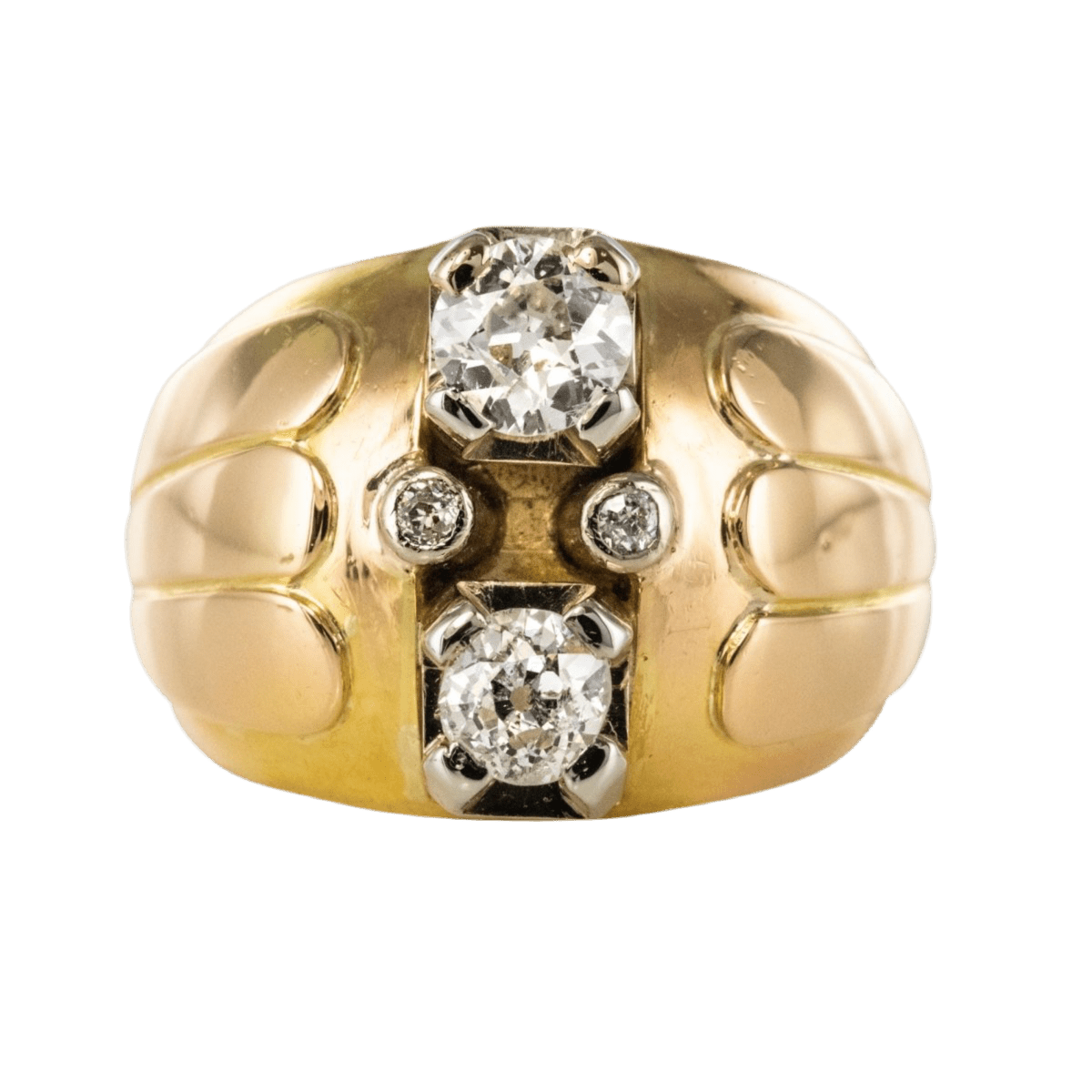 Bague Jonc en or jaune et diamants - Castafiore
