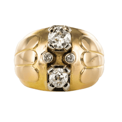 Bague Jonc en or jaune et diamants - Castafiore