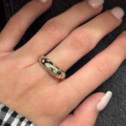 Bague Jonc en or jaune et diamants - Castafiore